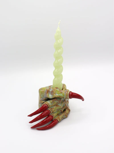 Green Paw Candlestick with Red Claws-Naomi Gilon-APOC STORE