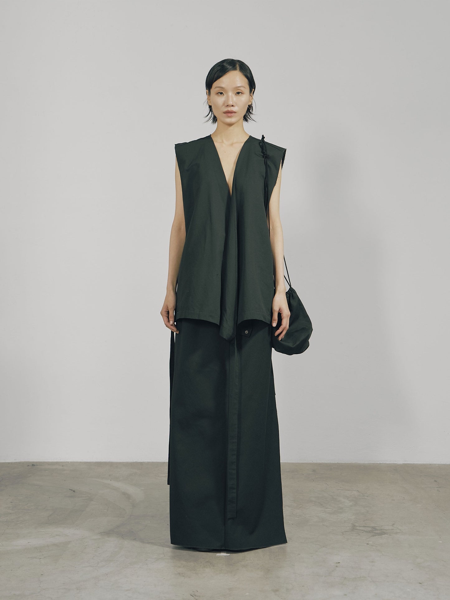 Black Cotton Wrap Sleeveless Top-arc us arkus-APOC STORE