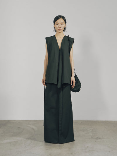 Black Cotton Wrap Sleeveless Top-arc us arkus-APOC STORE
