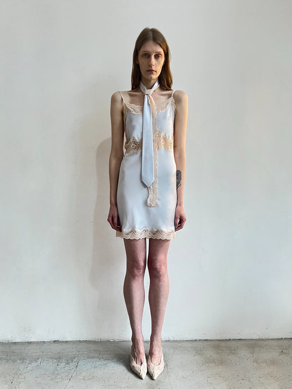 Lace-Trimmed Satin Slip Dress with lacing on the back-Nastyamasha-APOC STORE