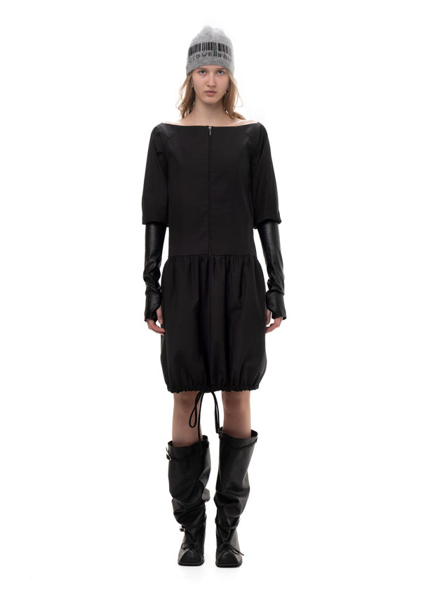 TAFFETA AND FAUX LEATHER TRACK DRESS-Urte Kat-APOC STORE