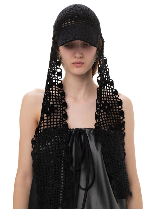 CROCHET SCARF CAP IN BLACK-Urte Kat-APOC STORE