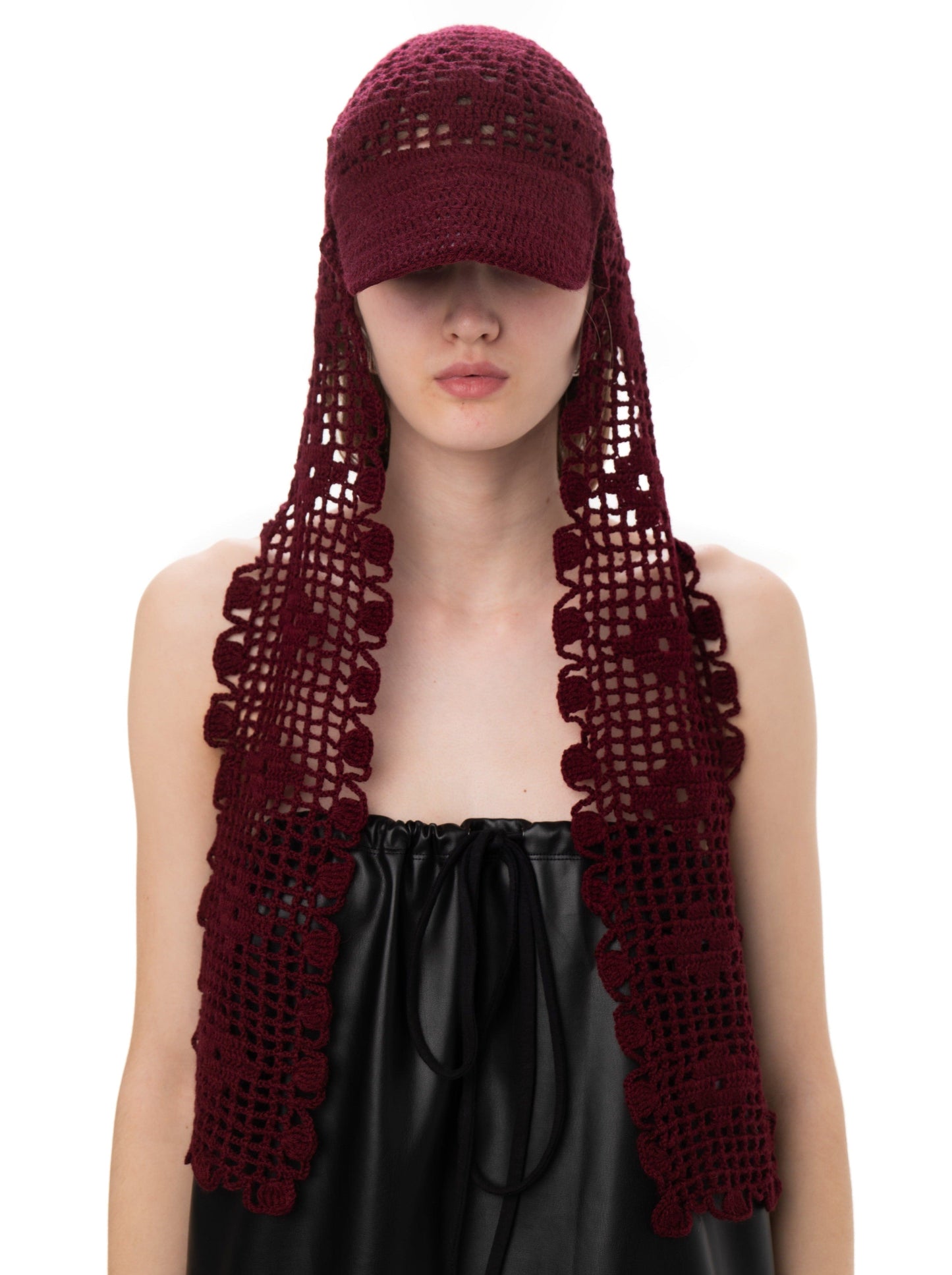 CROCHET SCARF CAP IN BORDO-Urte Kat-APOC STORE