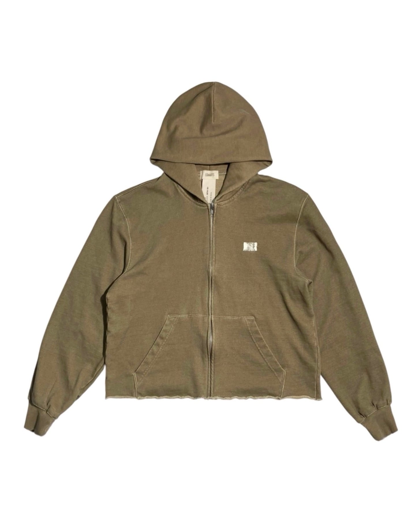 Cut off Hoodie Zip-up (Beige)-EGNARTS-APOC STORE