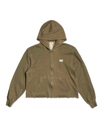 Cut off Hoodie Zip-up (Beige)-EGNARTS-APOC STORE