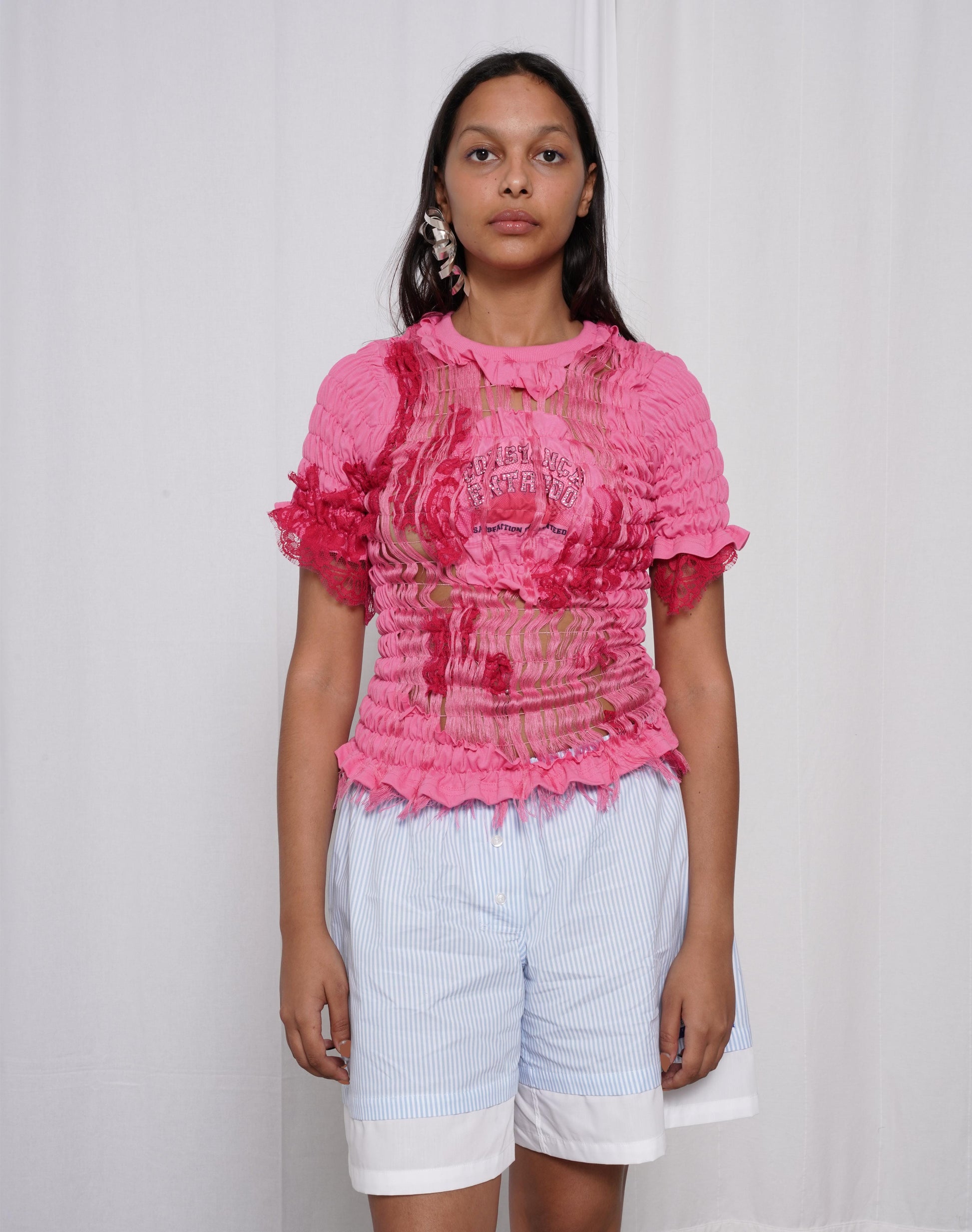 Unwoven Deconstructed T-shirt Pink-Constanca Entrudo-APOC STORE