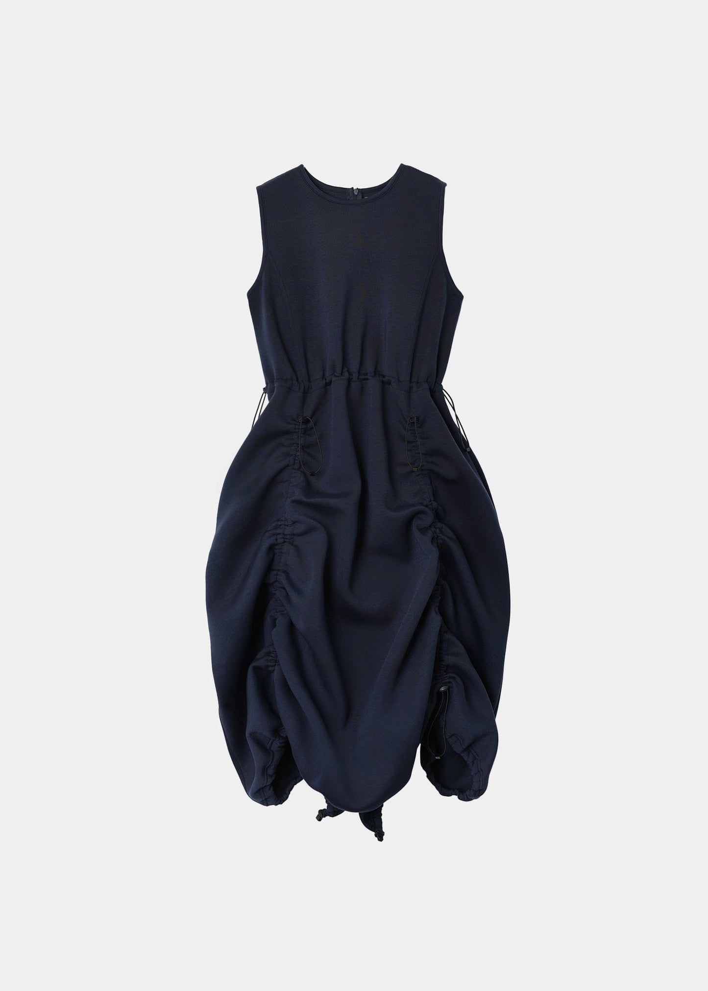 JERSEY SHIRRING DRESS NAVY-SAENGIN STUDIOS-APOC STORE