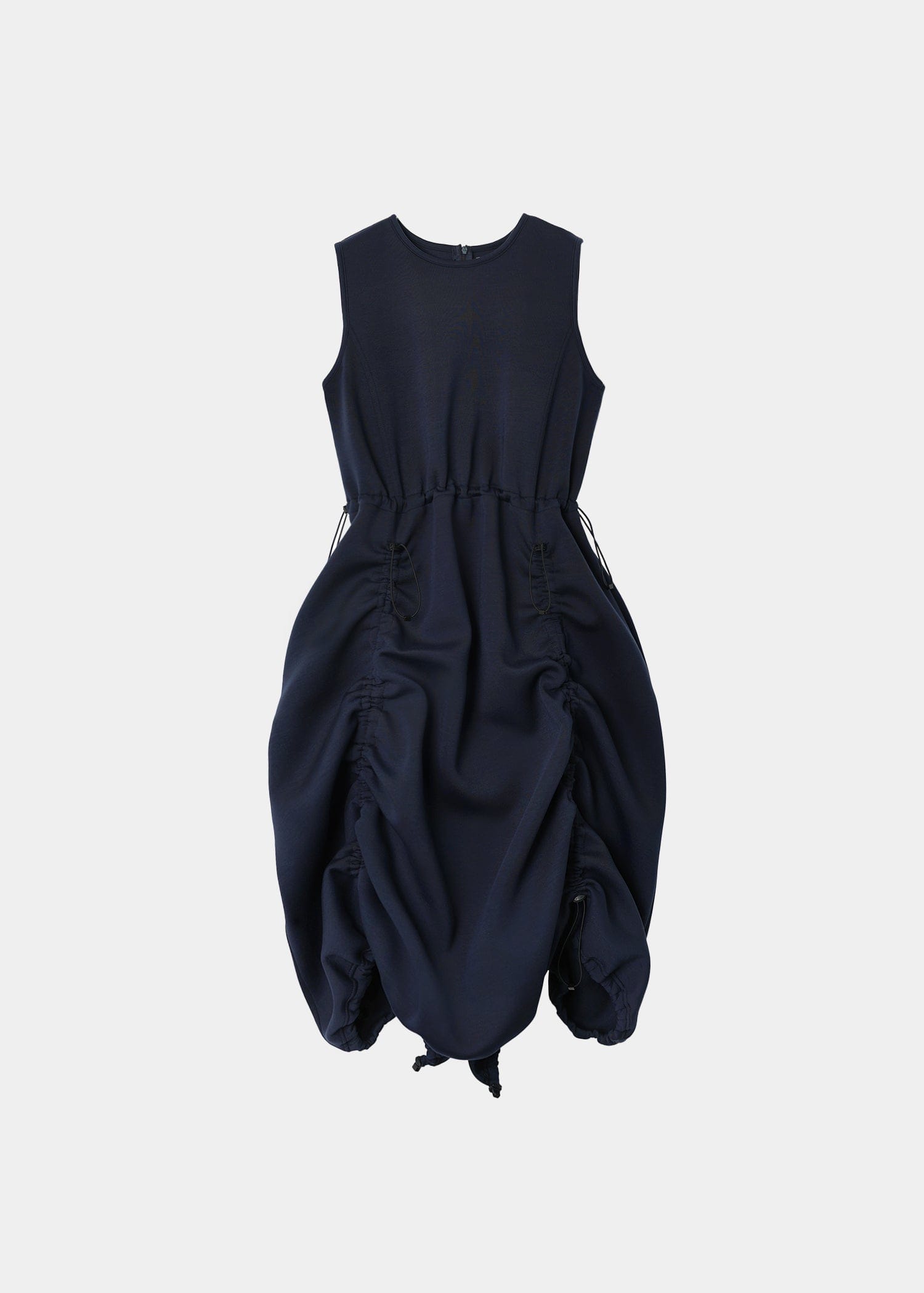 JERSEY SHIRRING DRESS NAVY-SAENGIN STUDIOS-APOC STORE