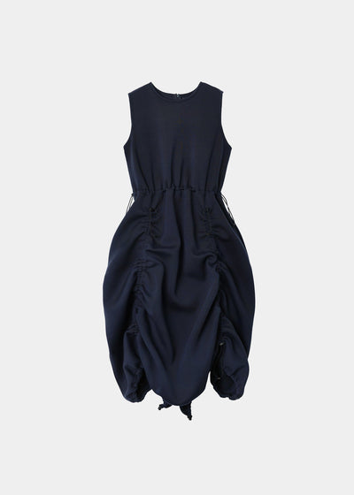 JERSEY SHIRRING DRESS NAVY-SAENGIN STUDIOS-APOC STORE
