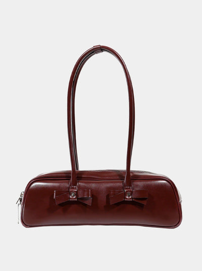 RIBBON BAGUETTE BAG BURGUNDY-SAENGIN STUDIOS-APOC STORE