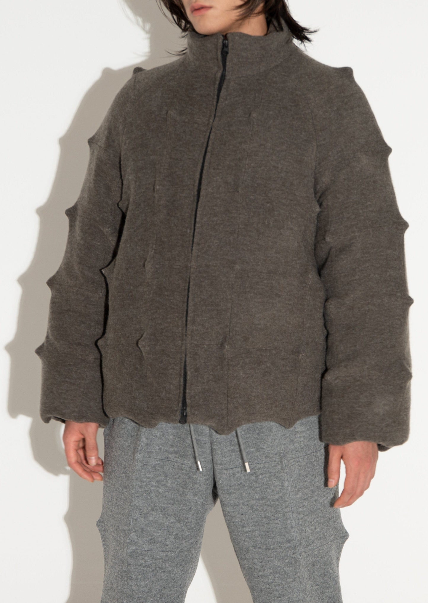 Spiky Padded Jacket Olive-Woojun Jang-APOC STORE