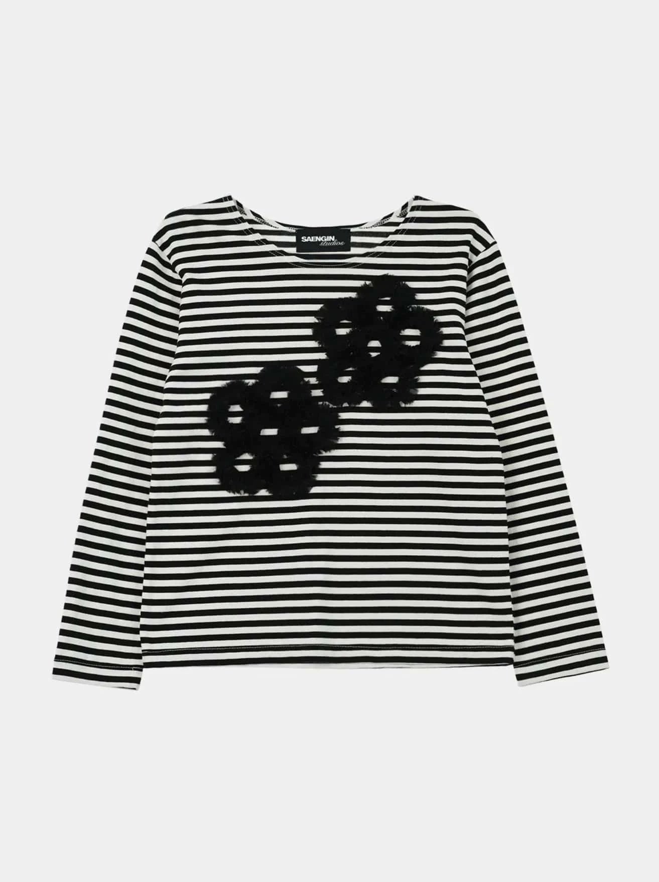 FLOWER LACE STRIPE LONG SELLEVE-SAENGIN STUDIOS-APOC STORE