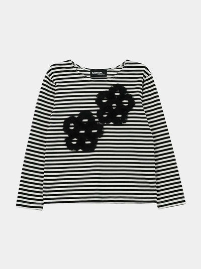 FLOWER LACE STRIPE LONG SELLEVE-SAENGIN STUDIOS-APOC STORE