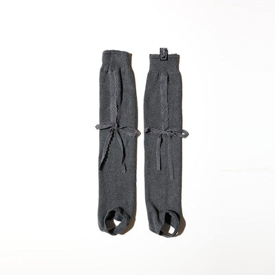 LACE RIBBON LEG WARMER GRAY-SAENGIN STUDIOS-APOC STORE