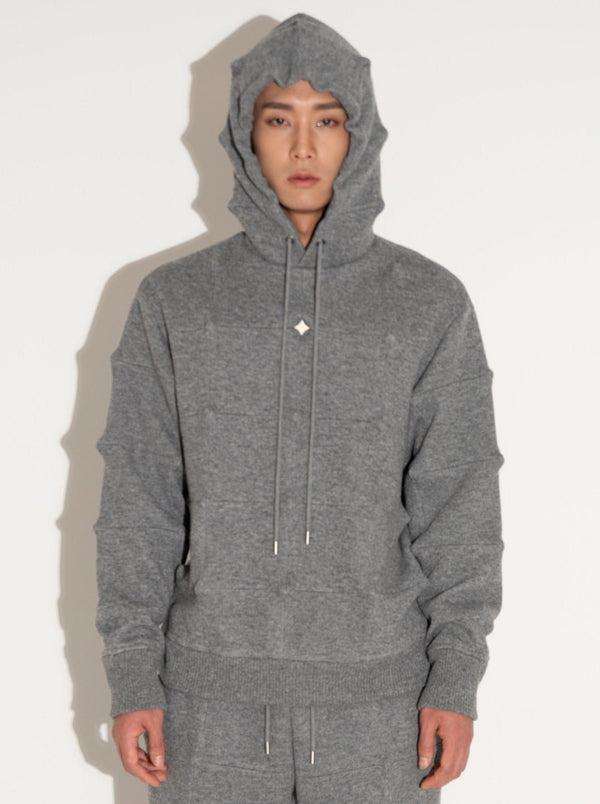 Spiked Hoodie Grey-Woojun Jang-APOC STORE