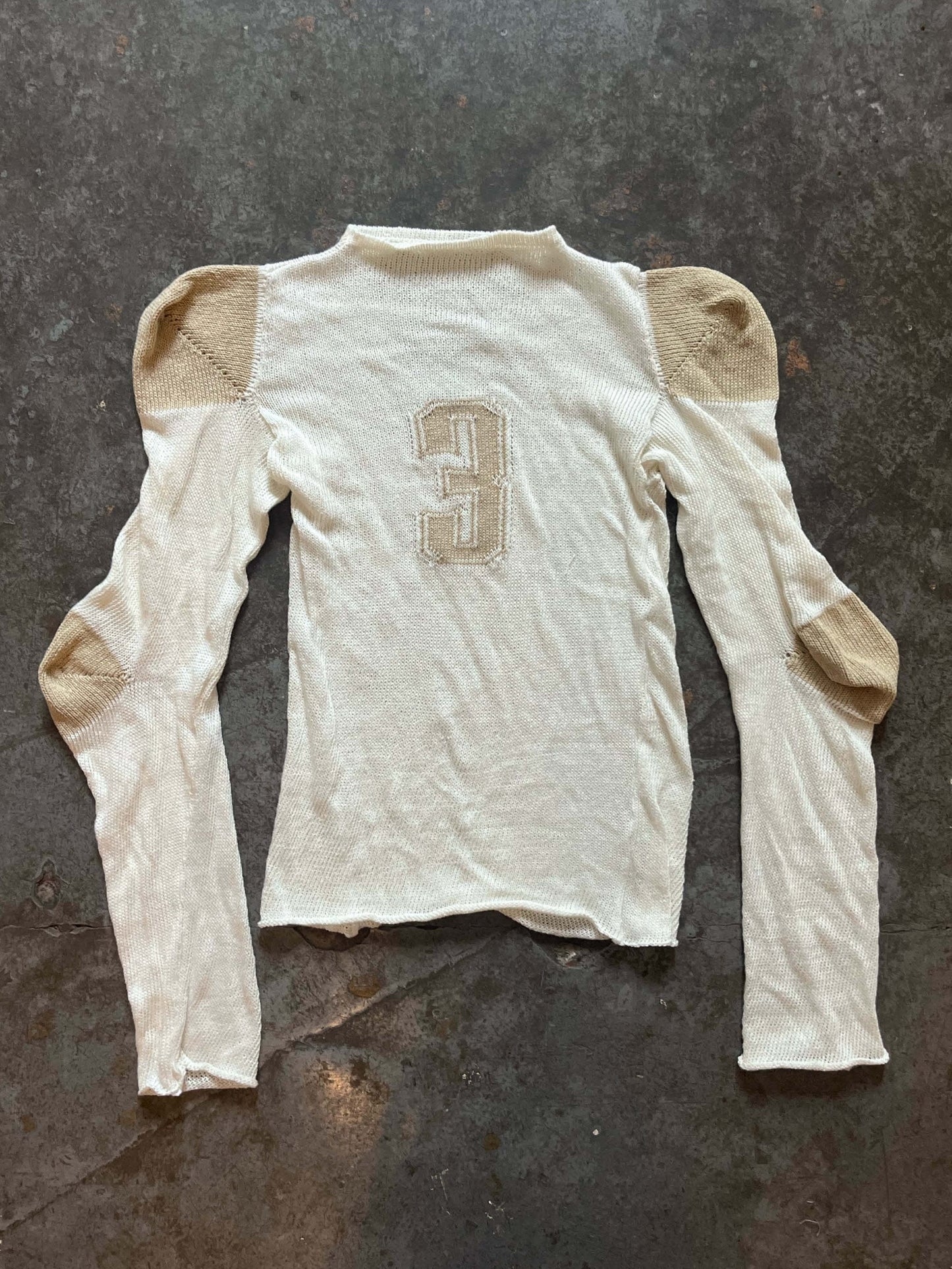 Cotton football jersey knit jumper cream-Lilies of the Valley-APOC STORE
