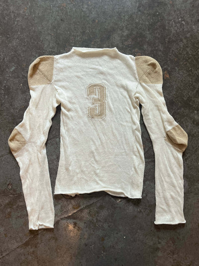 Cotton football jersey knit jumper cream-Lilies of the Valley-APOC STORE