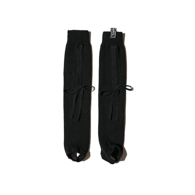 LACE RIBBON LEG WARMER BLACK-SAENGIN STUDIOS-APOC STORE