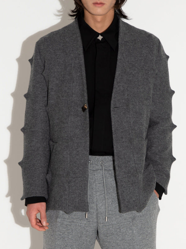 Spiked Jacket Grey-Woojun Jang-APOC STORE