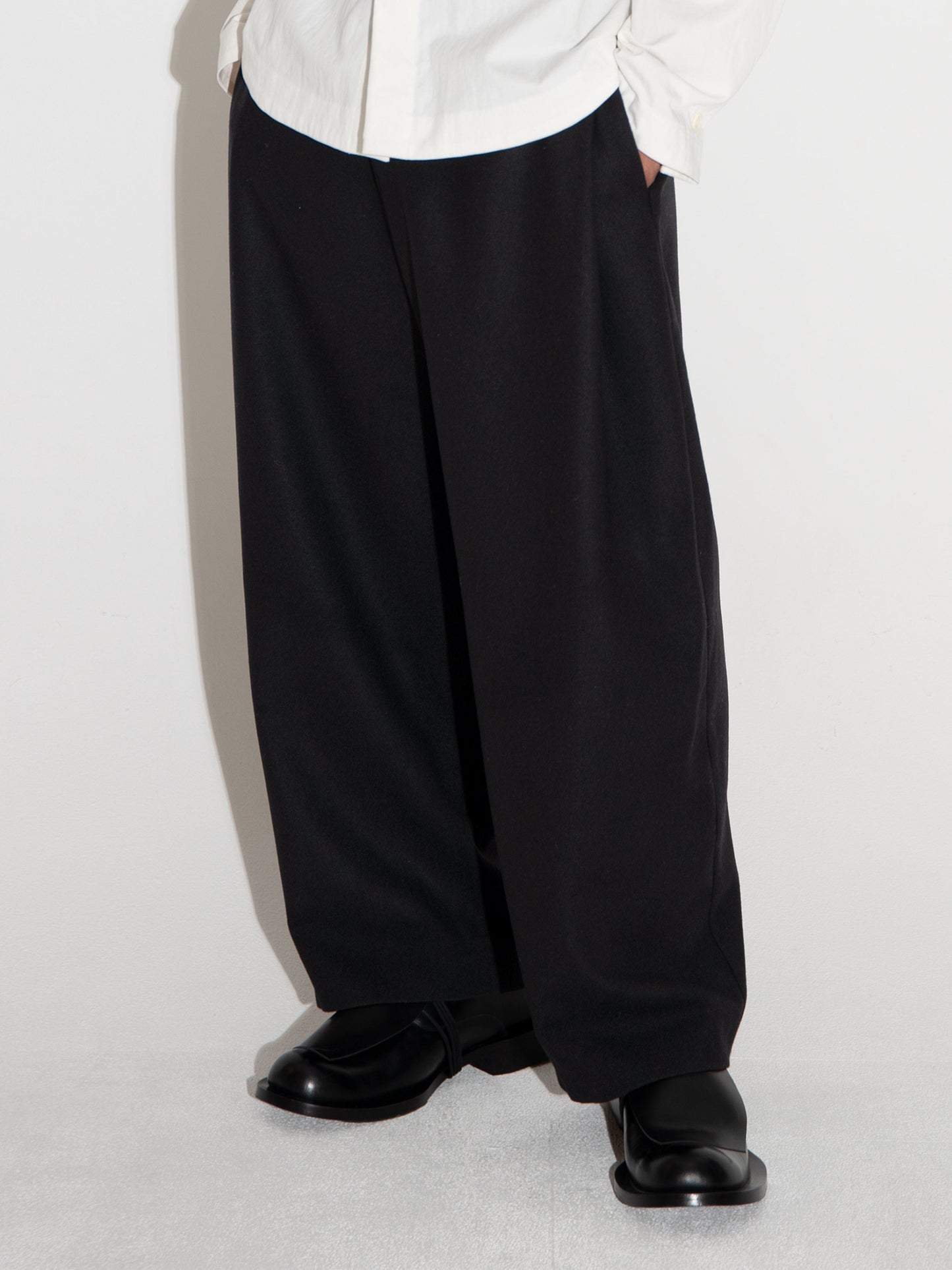 Wide-leg Trousers Black-Woojun Jang-APOC STORE