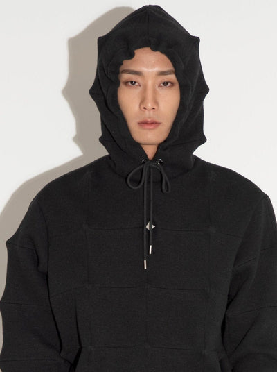Spiked Hoodie Black-Woojun Jang-APOC STORE