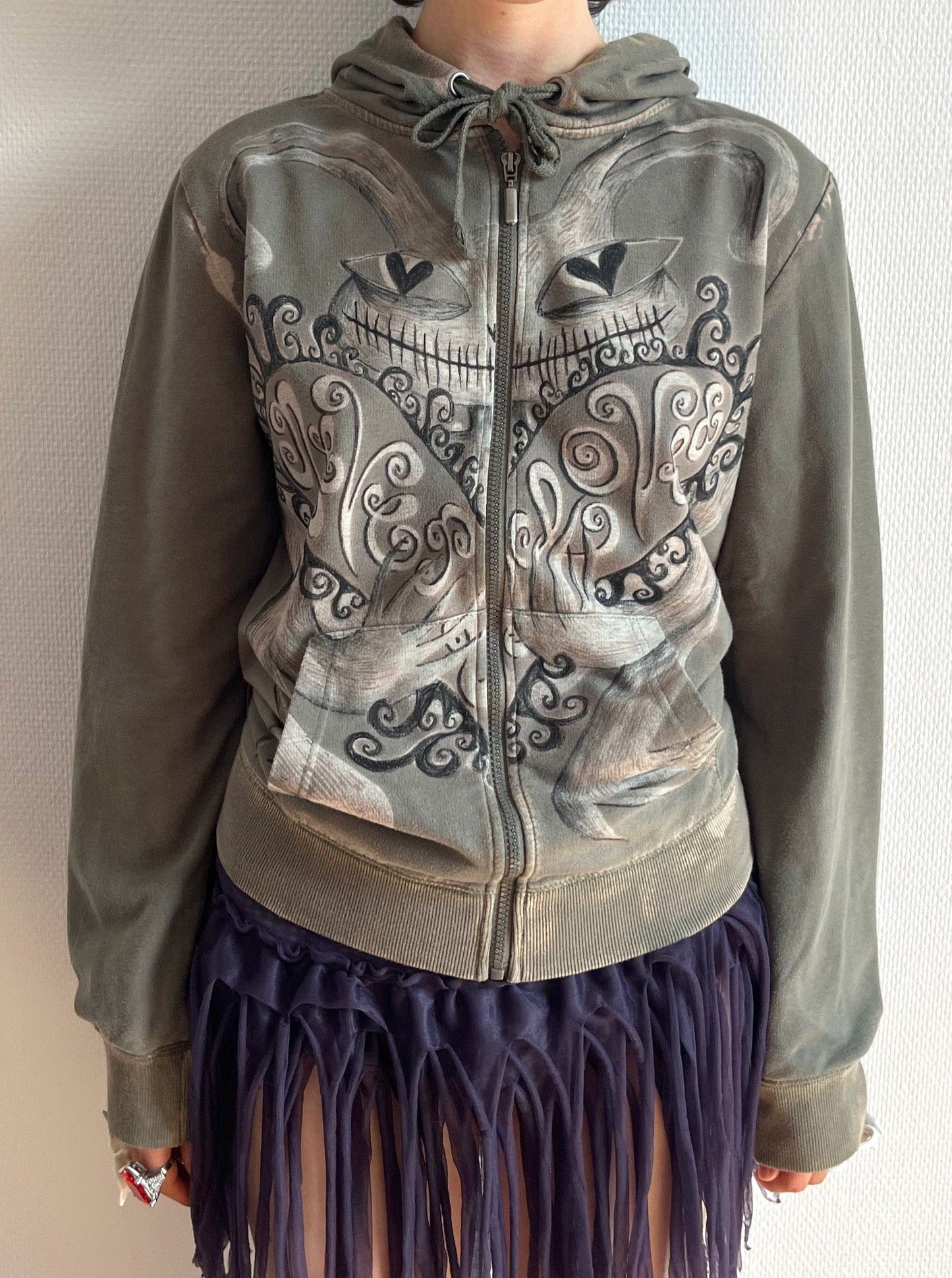 1 OF 1 EVIL BUNNY KAKI HOODIE-Anna Castellano-APOC STORE
