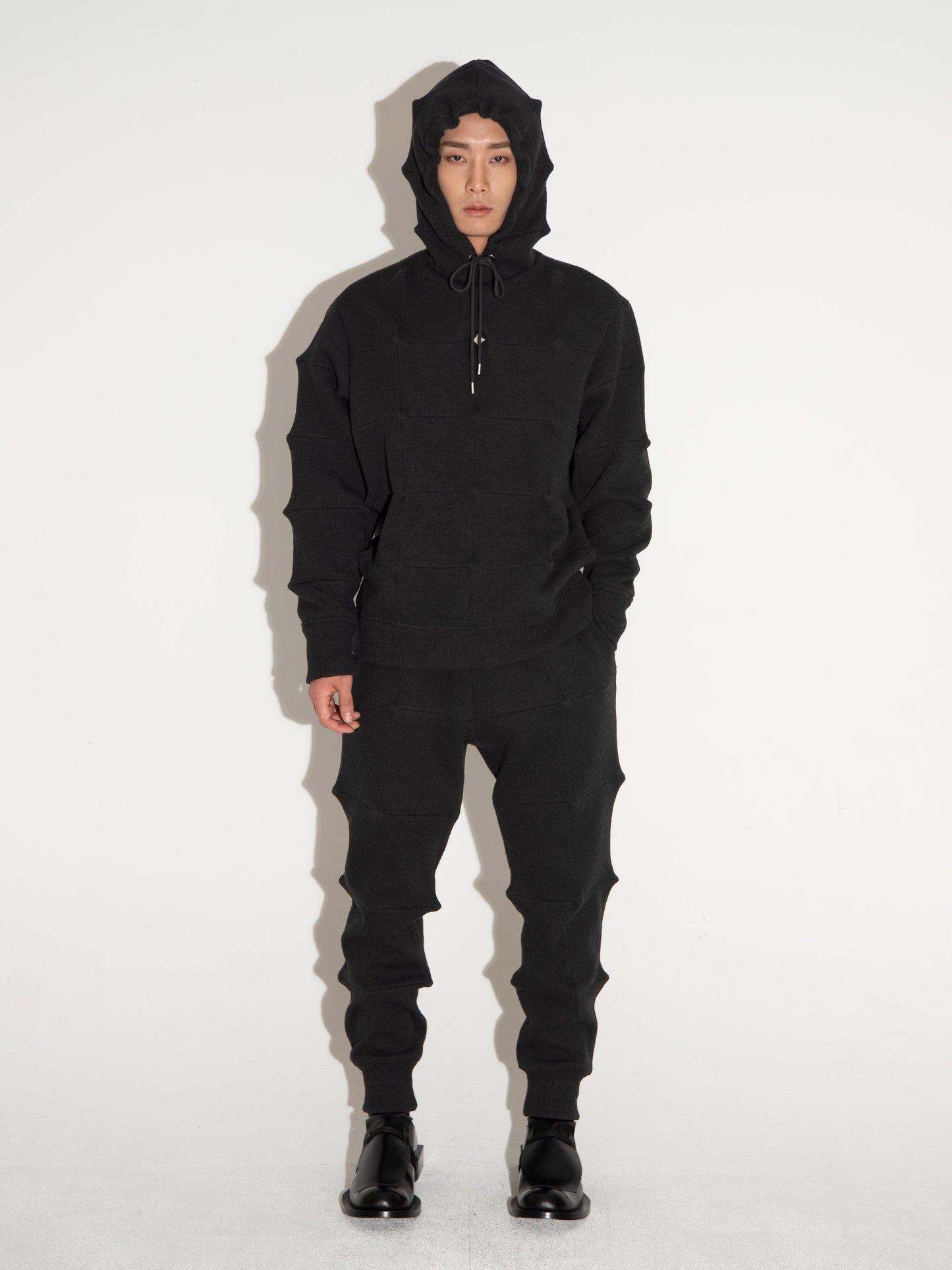 Spiked Hoodie Black-Woojun Jang-APOC STORE