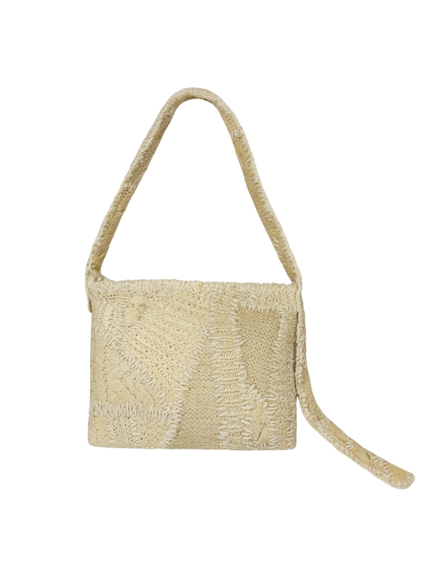 Upcycled Aran knit shoulder bag-Raquel de Carvalho-APOC STORE
