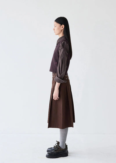 EYELET PLEATS SKIRT-SAENGIN STUDIOS-APOC STORE
