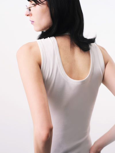 White Asymmetric Wrap Deconstructed Tank-TRINITE Studio-APOC STORE