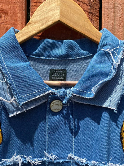 Moto Devil: Handmade Chainstitch Deconstructed Denim Jacket-Jetpack Hom(m)e-APOC STORE