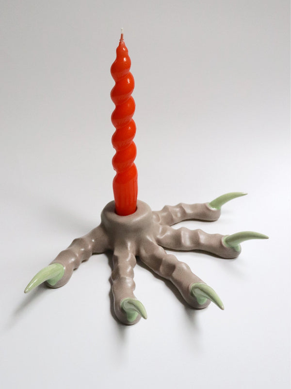 Grey Paw Candlestick with Mint Nails-Naomi Gilon-APOC STORE