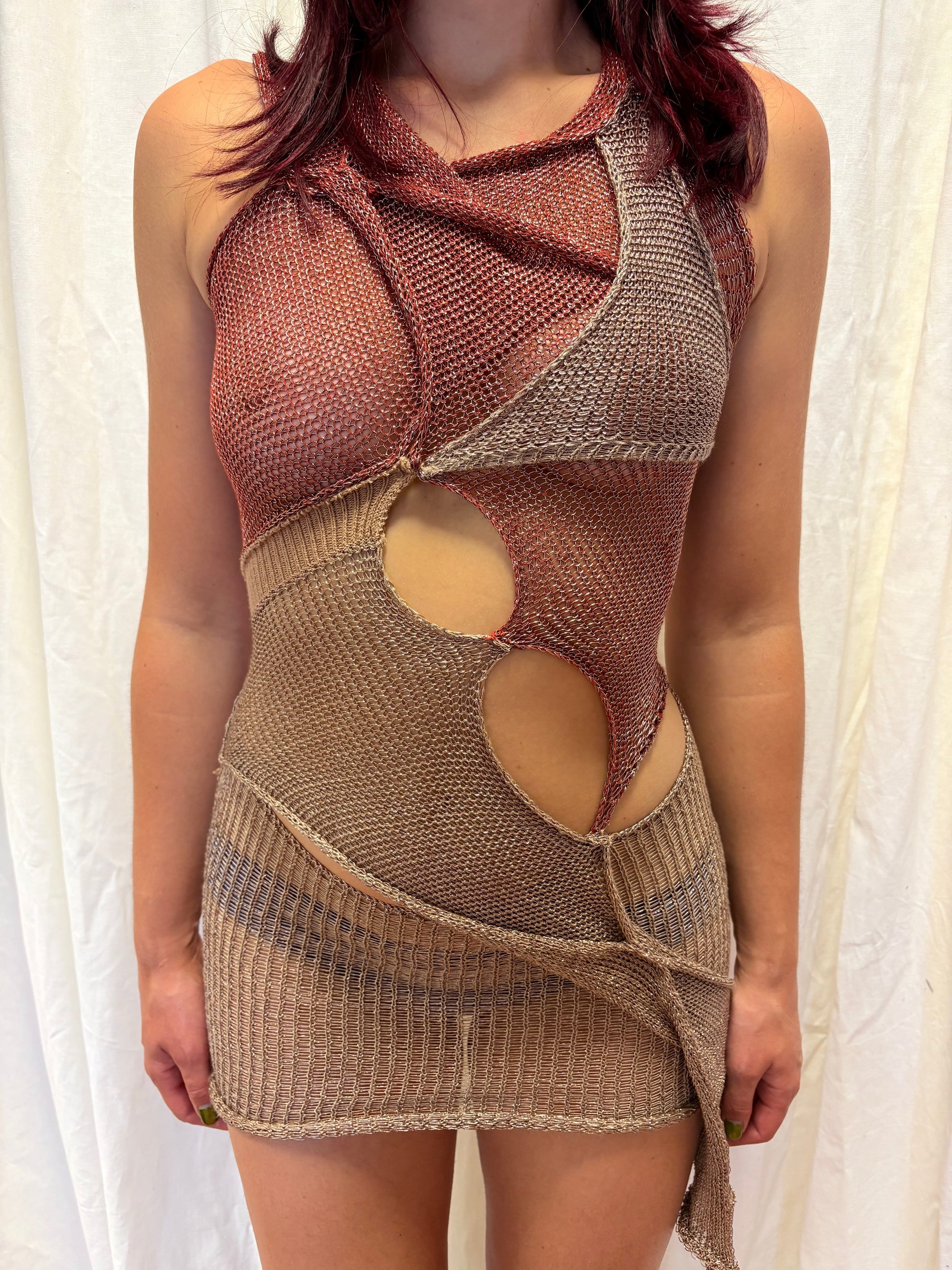 METALLIC MINI KNIT DRESS-Sania Parvez-APOC STORE