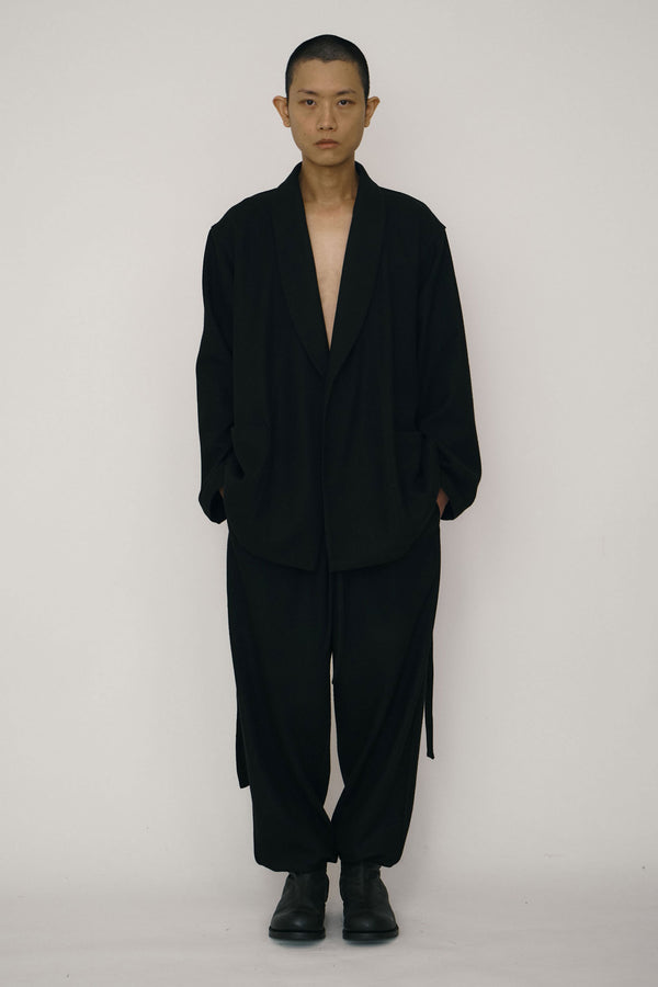 Black Wool Short Robe Coat-arc us arkus-APOC STORE