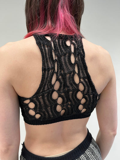 METALLIC MESH CROPPED KNIT TOP-Sania Parvez-APOC STORE