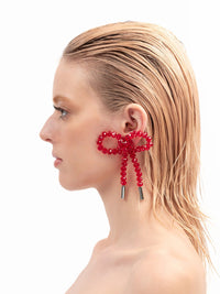 Lady Ribbon Earrings - Translucent Red-1CONCEPT-APOC STORE