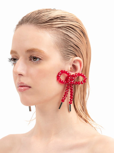 Lady Ribbon Earrings - Translucent Red-1CONCEPT-APOC STORE