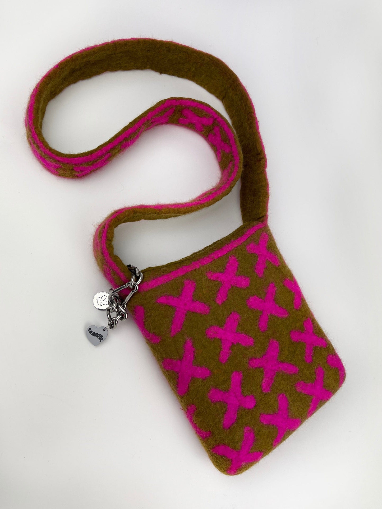 1 of 1 Crossbody Kisses Bag - Khaki / Fuchsia-Carboot-APOC STORE
