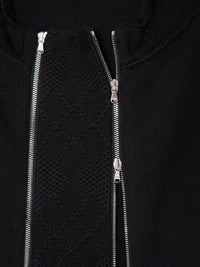 Double zip Cotton Cardigan 001 _ Black-Taekh-APOC STORE