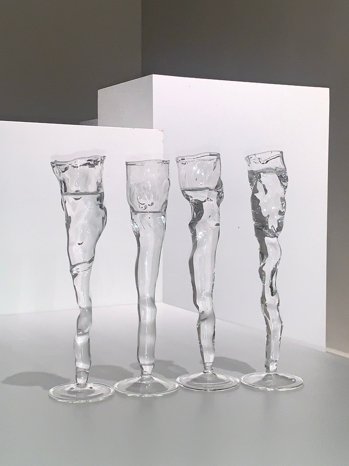 Set of Glasses 0005 – Sculptural Borosilicate Wine Glasses-Rain and Rivers-APOC STORE