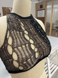 METALLIC MESH CROPPED KNIT TOP-Sania Parvez-APOC STORE