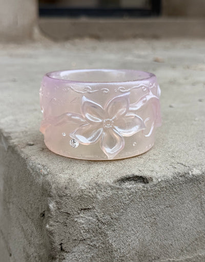 Flower Bangle - Rose Quartz