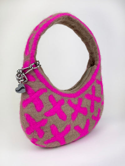 1 of 1 Saddle Bag - Beige / Fuchsia-Carboot-APOC STORE
