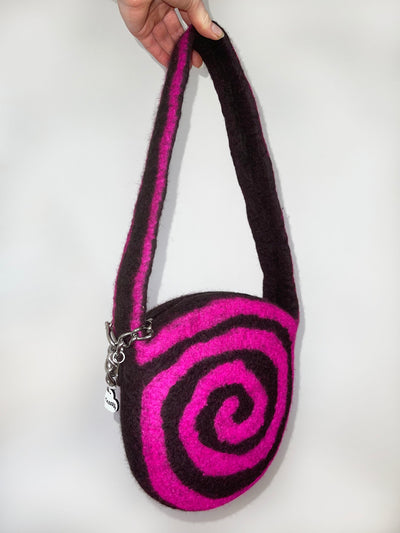 Swirl Shoulder Bag - Black / Fuchsia-Carboot-APOC STORE