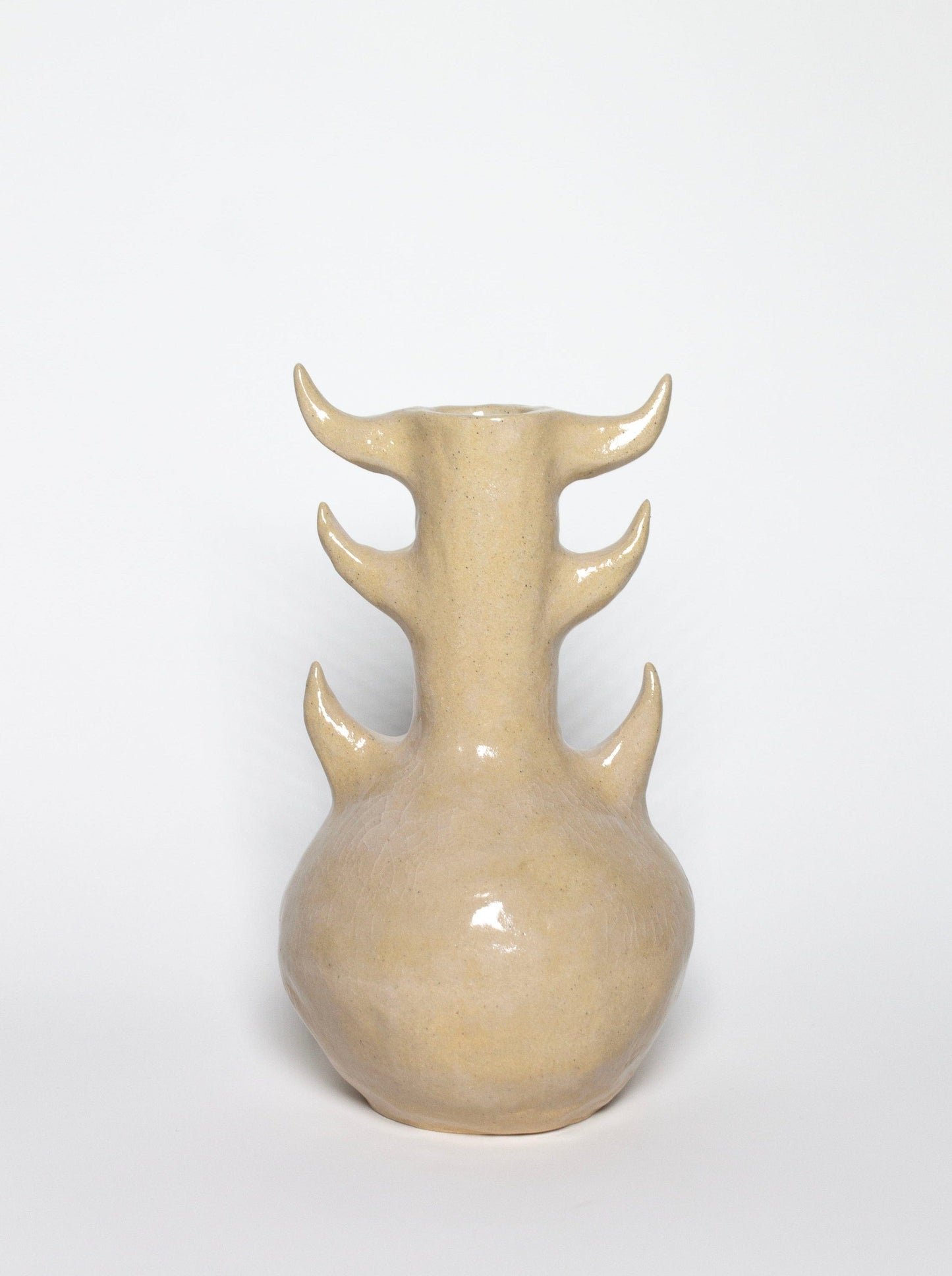 Beige glossy vase-Cléo SJölander-APOC STORE