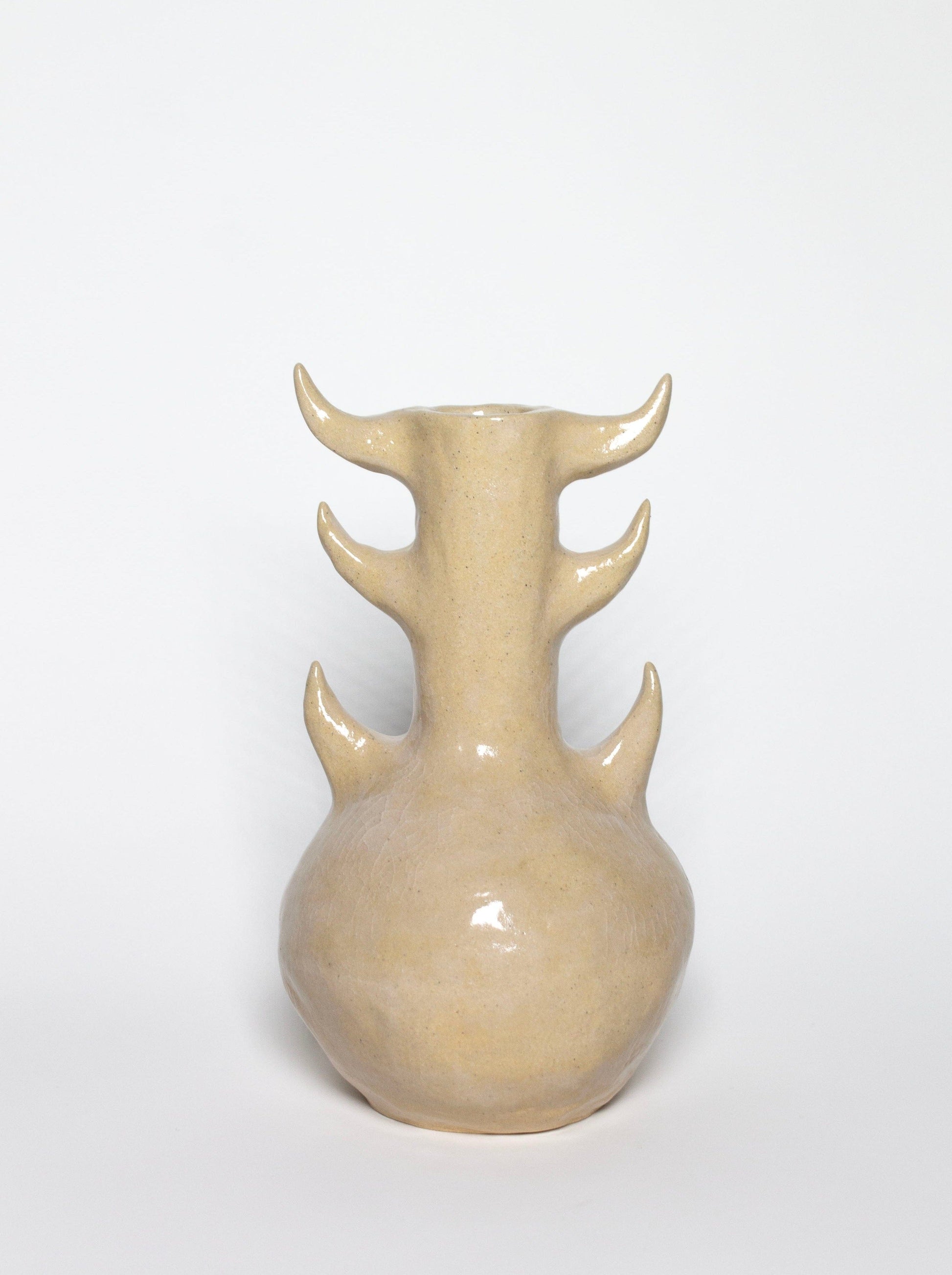 Beige glossy vase-Cléo SJölander-APOC STORE
