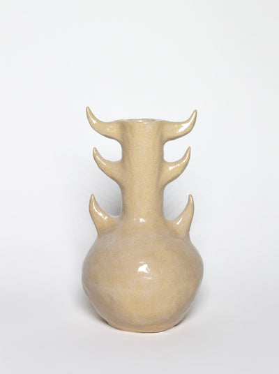 Beige glossy vase-Cléo SJölander-APOC STORE