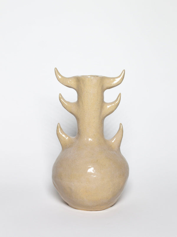 Beige glossy vase-Cléo SJölander-APOC STORE