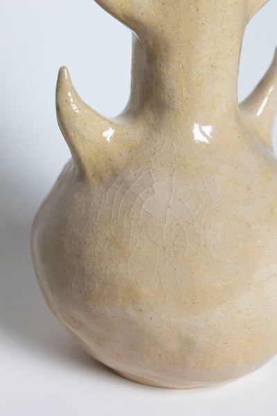 Beige glossy vase-Cléo SJölander-APOC STORE