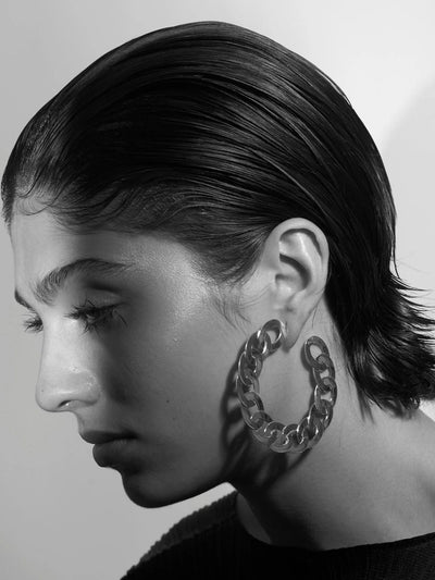 Flat Iron Large Hoops-Zohra Rahman-APOC STORE